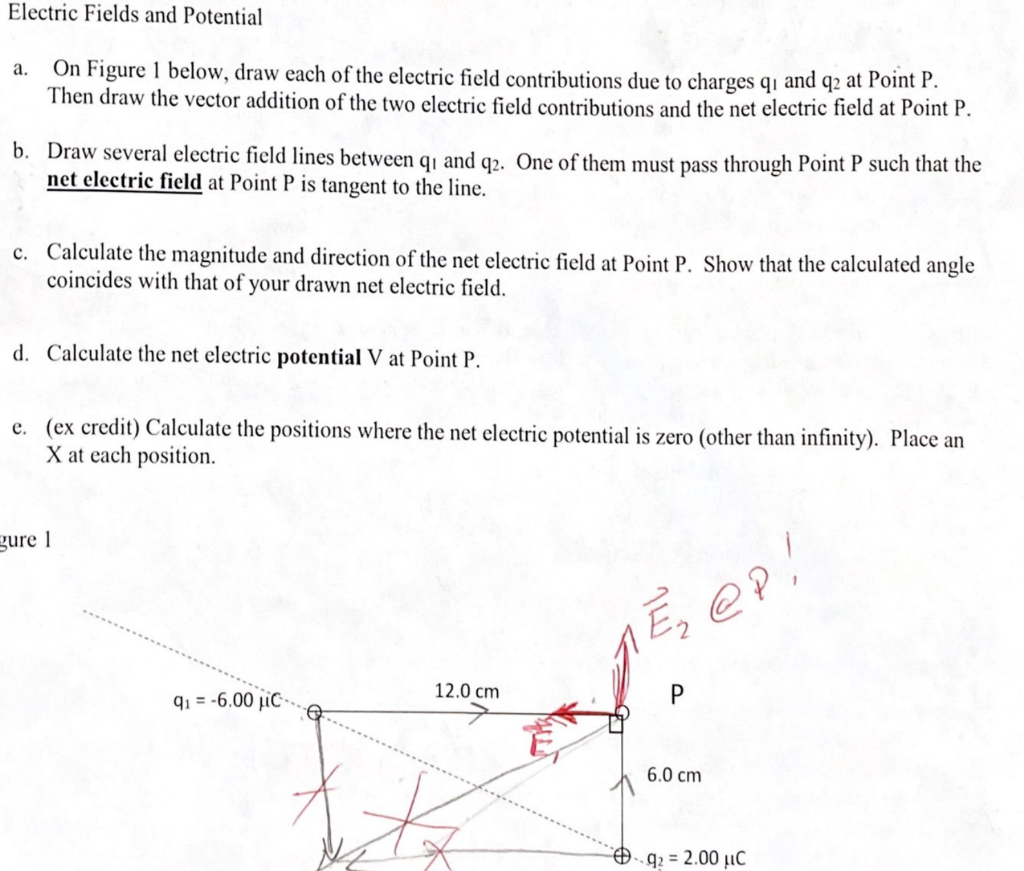Solved Electric Fields and Potential a. On Figure 1 below, | Chegg.com