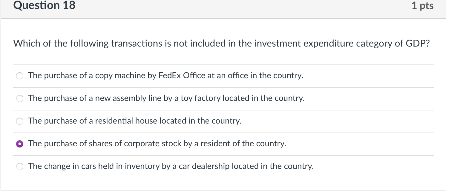 Solved Question 18 1 pts Which of the following transactions | Chegg.com