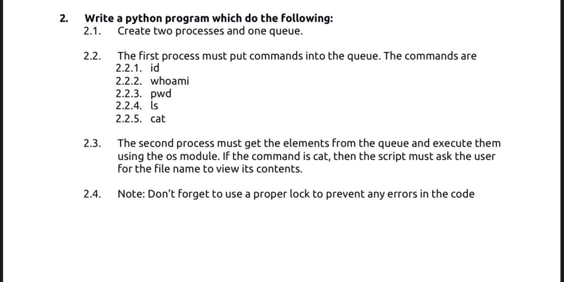 Solved 2. Write a python program which do the following: | Chegg.com