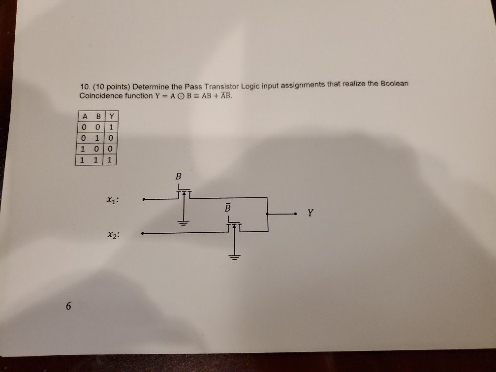 Solved 10. (10 points) Determine the Pass Transistor Logic | Chegg.com