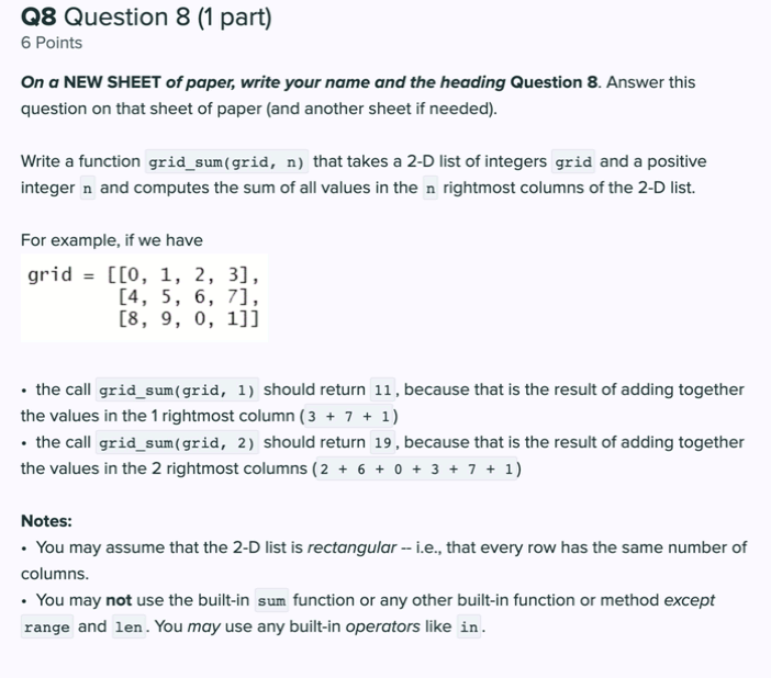 Solved Q8 Question 8 (1 Part) 6 Points On A NEW SHEET Of | Chegg.com