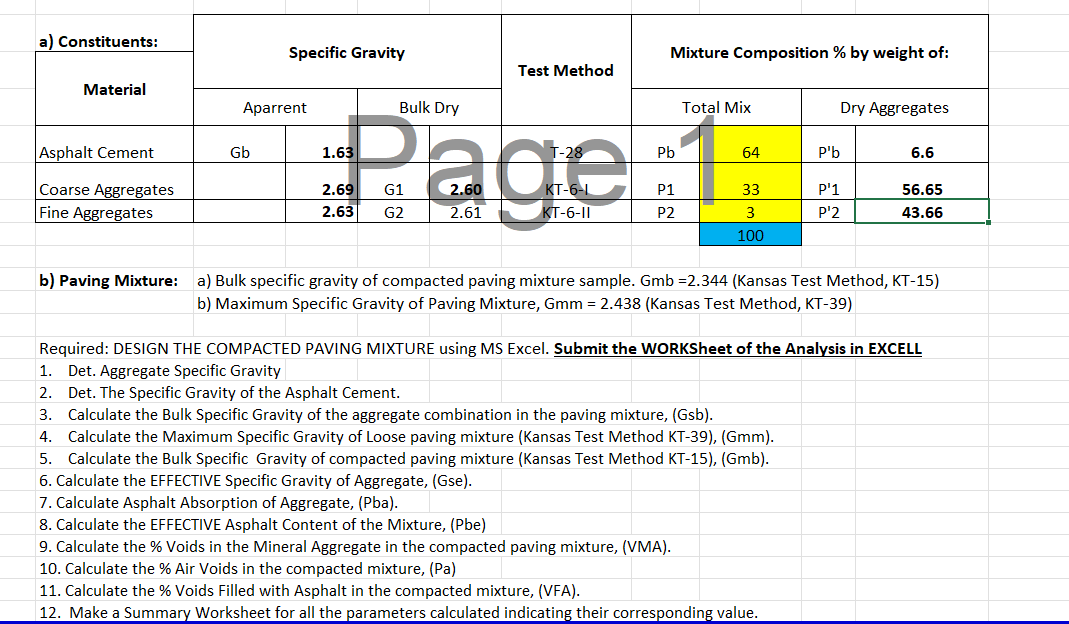 b) Maximum Specific Gravity of Paving Mixture,