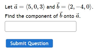 Solved Let vec(a)=(:5,0,3:) ﻿and vec(b)=(:2,-4,0:).Find the | Chegg.com