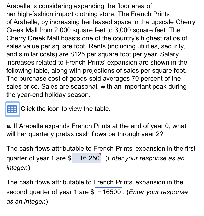 Solved Arabelle is considering expanding the floor area of Chegg