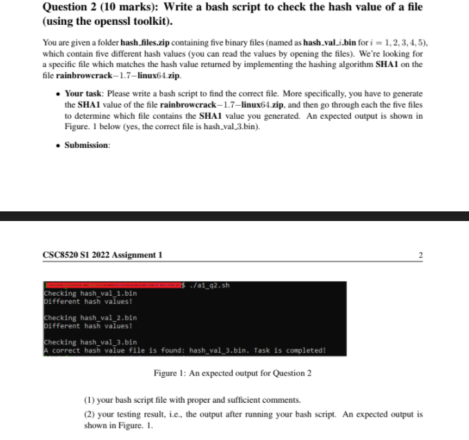 Solved Question 2 (10 marks): Write a bash script to check | Chegg.com