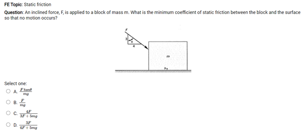 Solved FE Tople: Static friction Question: An inclined | Chegg.com