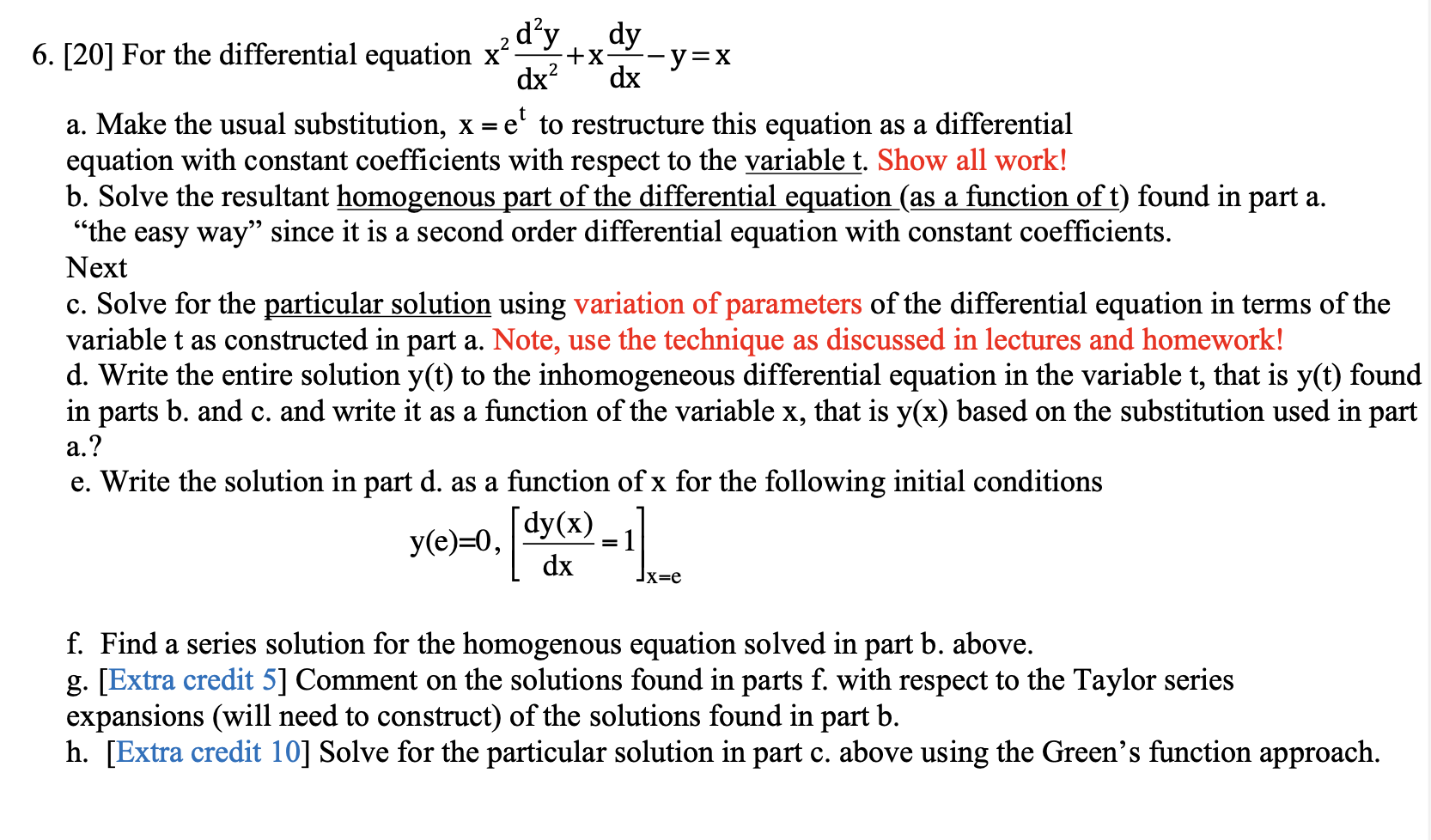 Solved 6. [20] For the differential equation