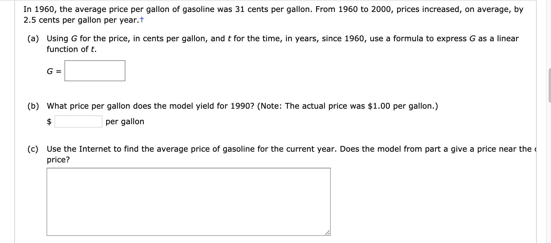 Solved: In 1960, The Average Price Per Gallon Of Gasoline ...