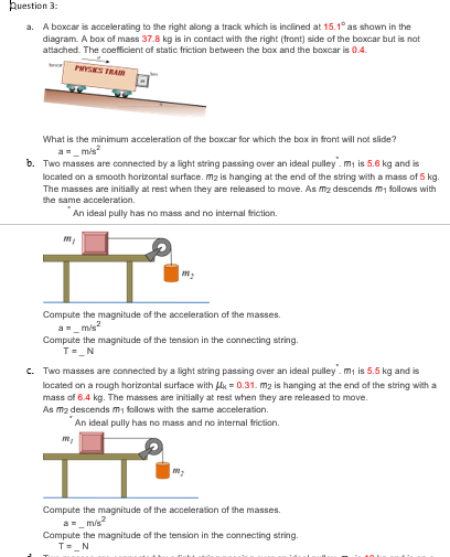 Solved Question 3: a. A boxcar is accelerating to the right | Chegg.com