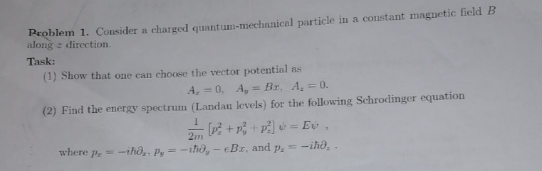 Solved Problem 1. ﻿Consider a charged quantum-mechanical | Chegg.com