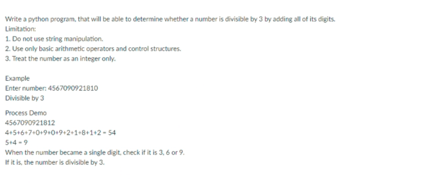 assignment 4 divisible by 3 python