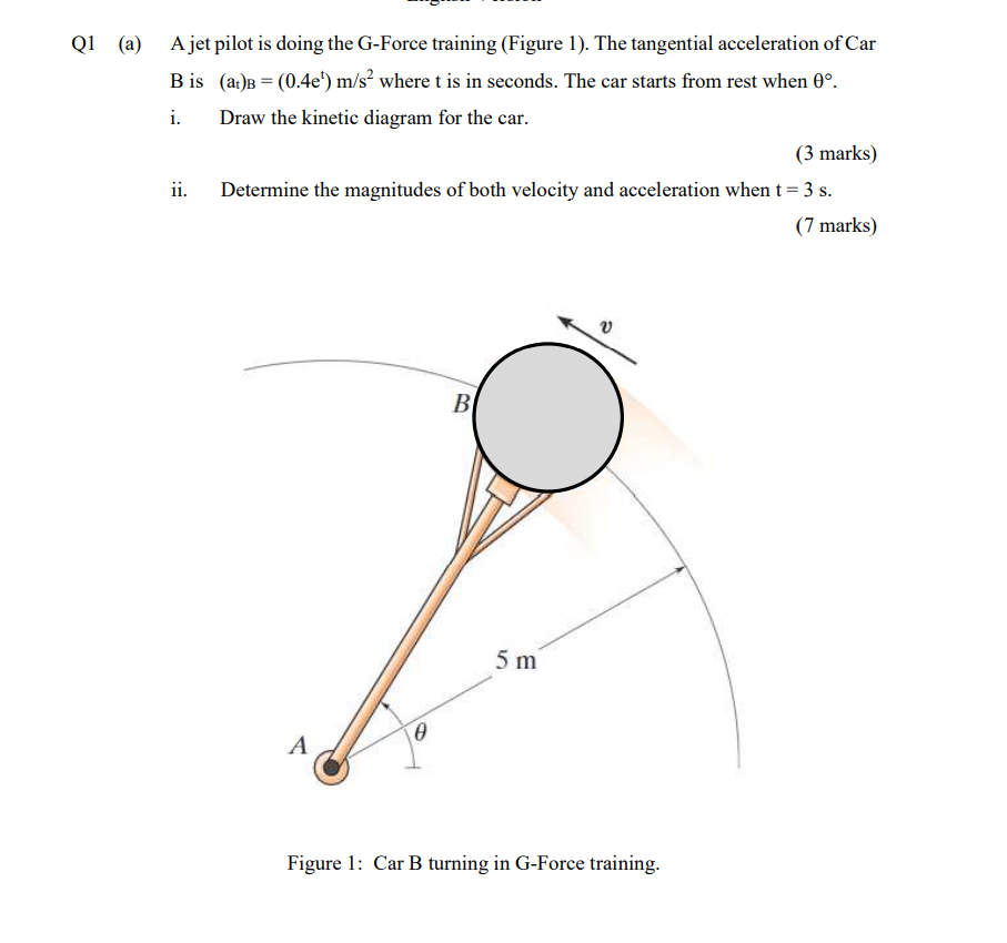 Solved QI (a) A jet pilot is doing the G-Force training | Chegg.com