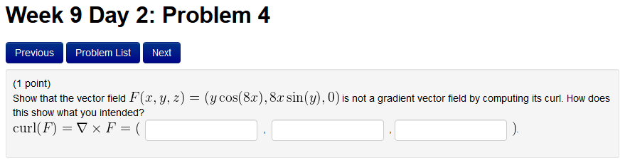 Solved Week 9 Day 2: Problem 4 PreviouS Problem List Next (1 | Chegg.com