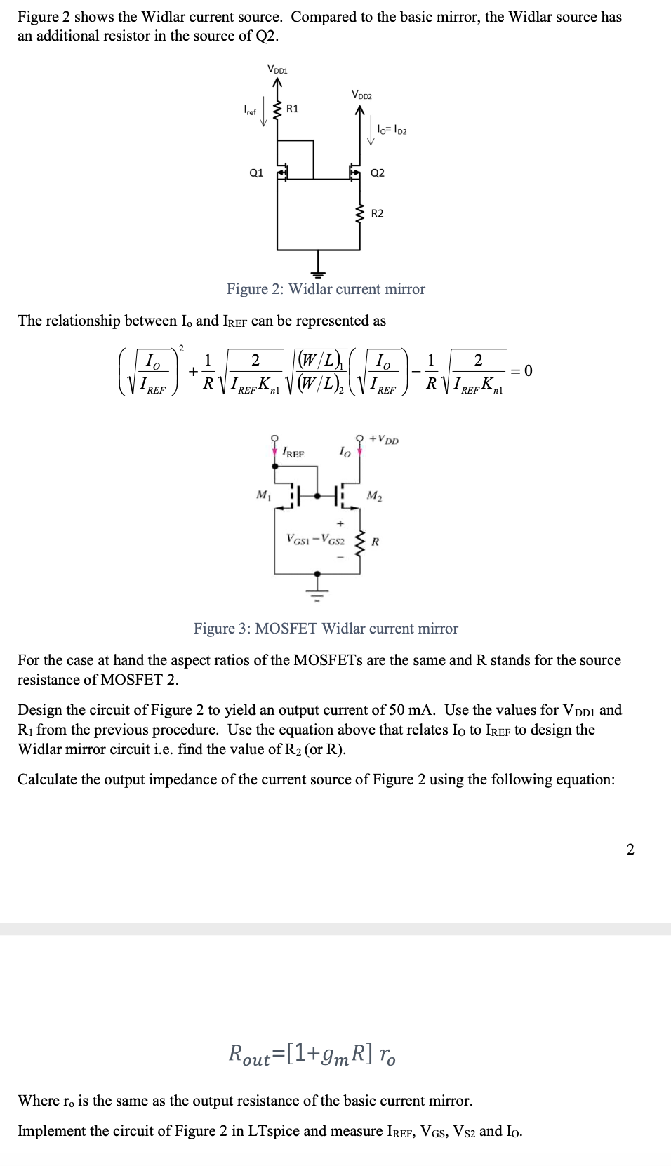 Figure 2 shows the Widlar current source. Compared to | Chegg.com