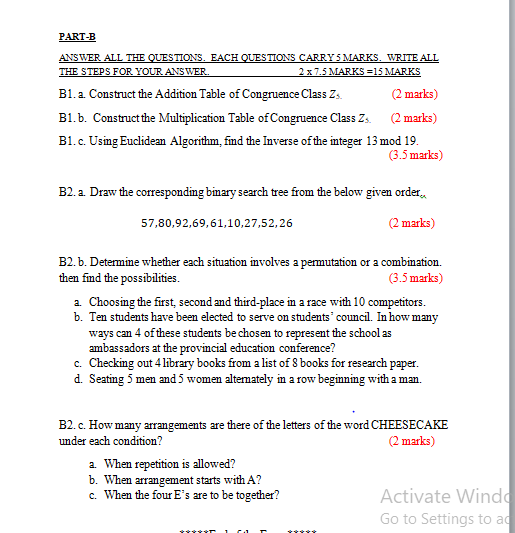 Solved PART-B ANSWER ALL THE QUESTIONS. EACH OUESTIONS CARRY | Chegg.com