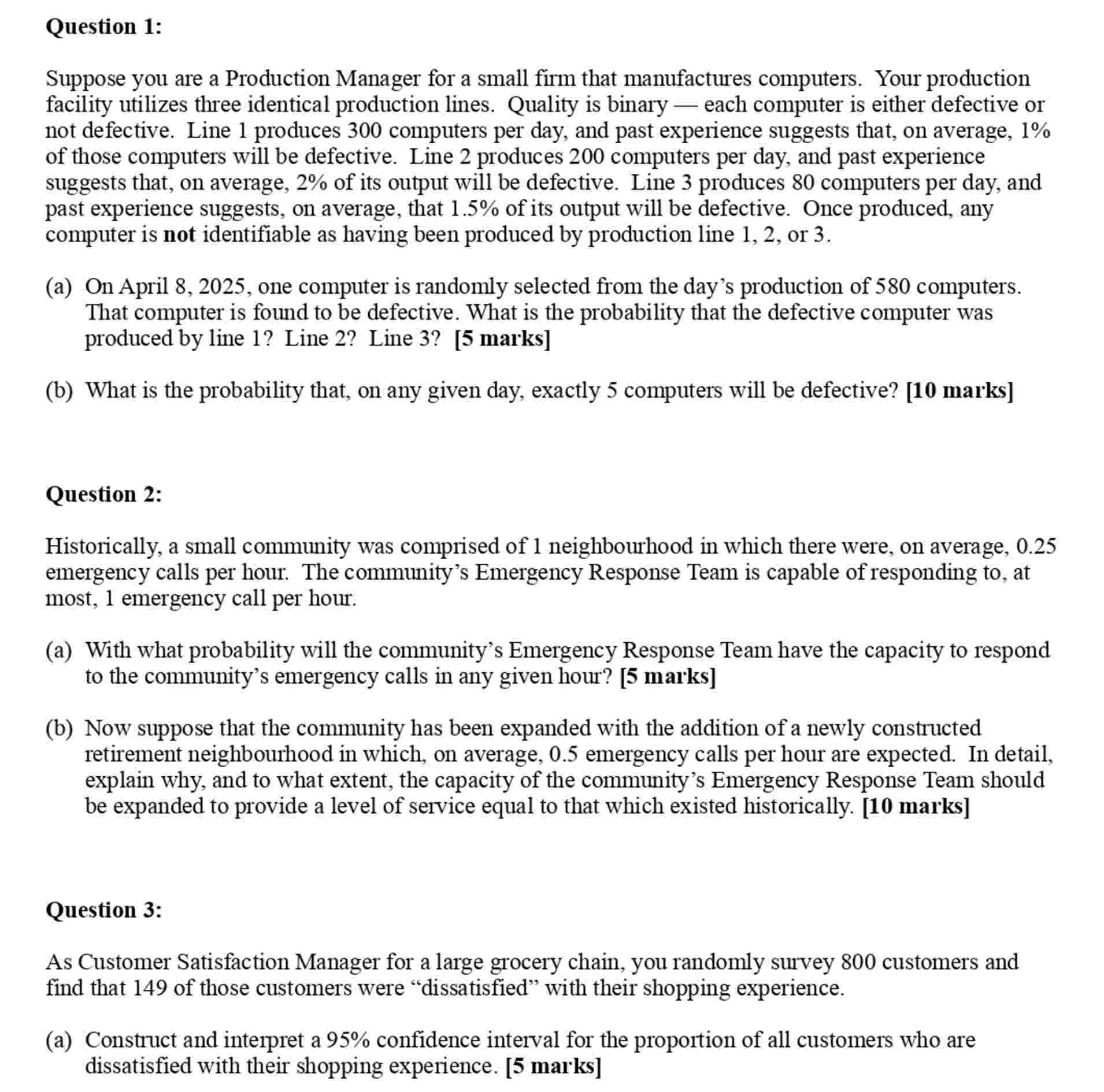 Solved Question 1: Suppose you are a Production Manager for | Chegg.com