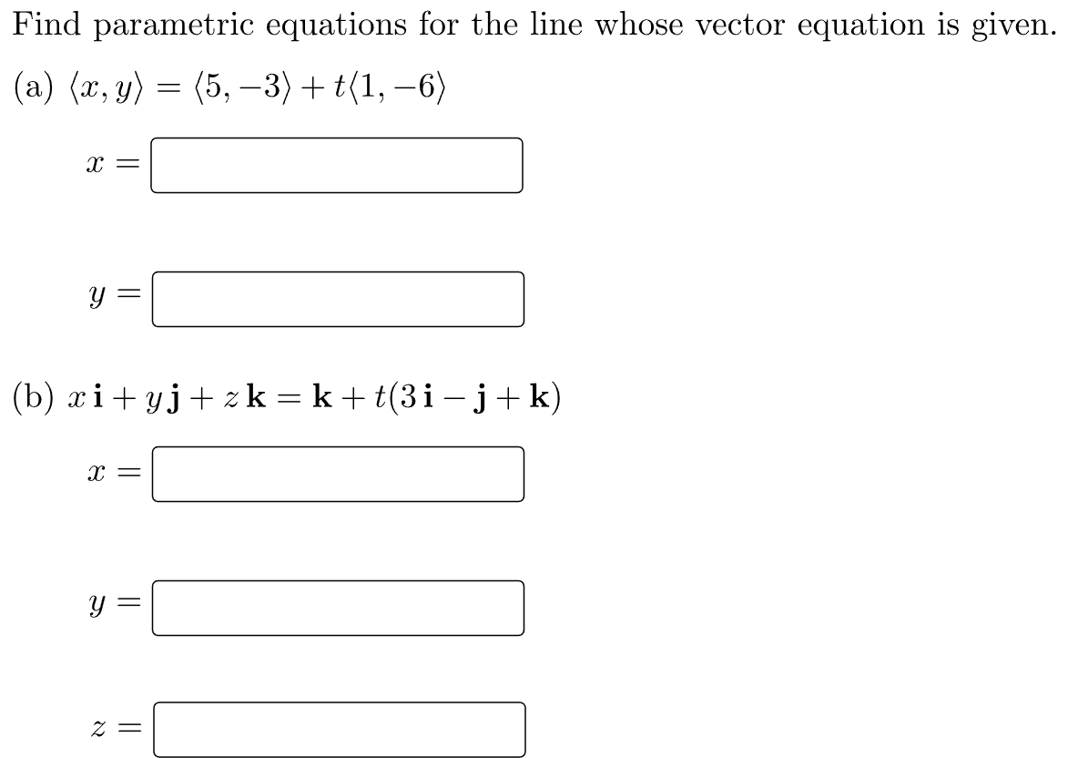 Solved Find parametric equations for the line whose vector | Chegg.com