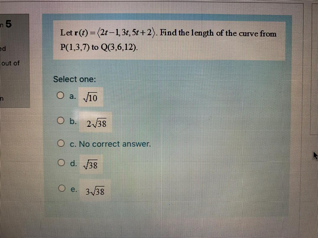 Solved N5 Let R T 2 13t 5t 2 Find The Length Of The Chegg Com