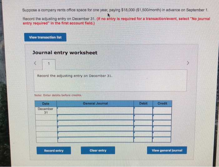 Solved Suppose a company rents office space for one year,
