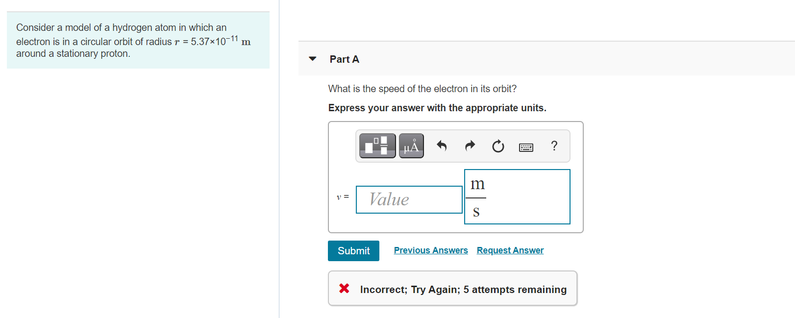 Solved Consider a model of a hydrogen atom in which an | Chegg.com