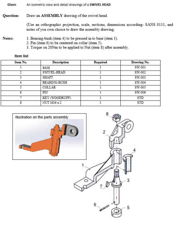 Solved Given An isometric view and detail drawings of a