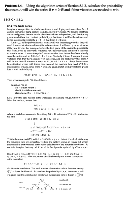 Solved Problem 8.4. Using the algorithm series of Section | Chegg.com