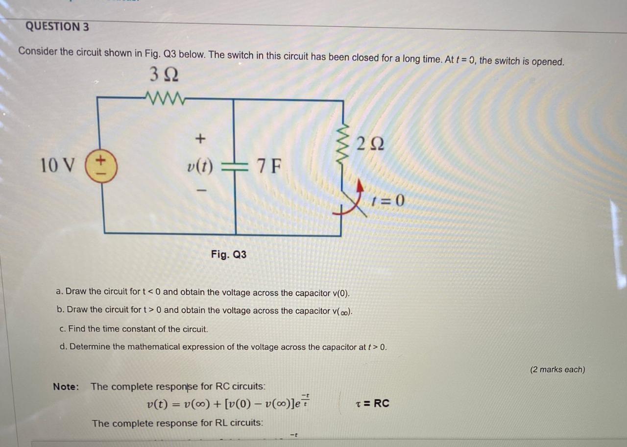 Solved QUESTION 3 Consider the circuit shown in Fig. Q3 | Chegg.com