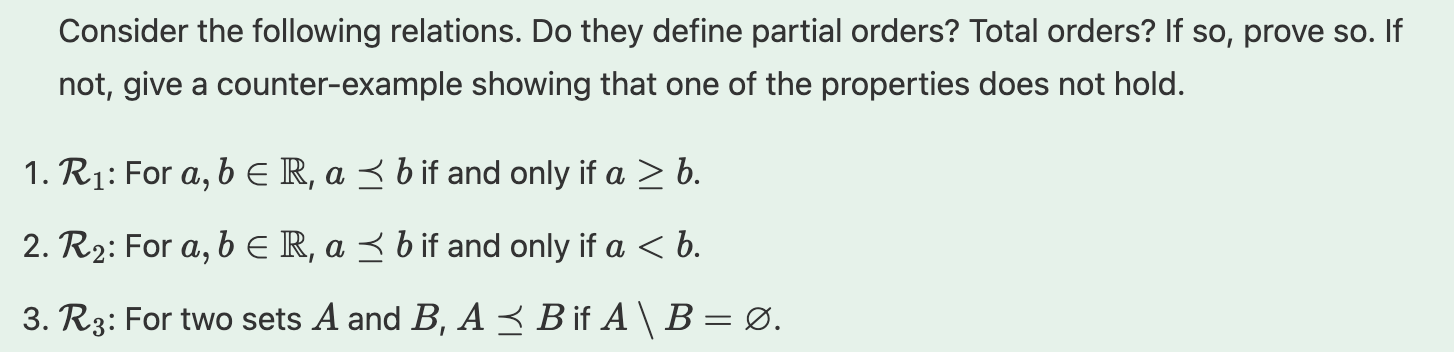 Solved Consider The Following Relations. Do They Define | Chegg.com