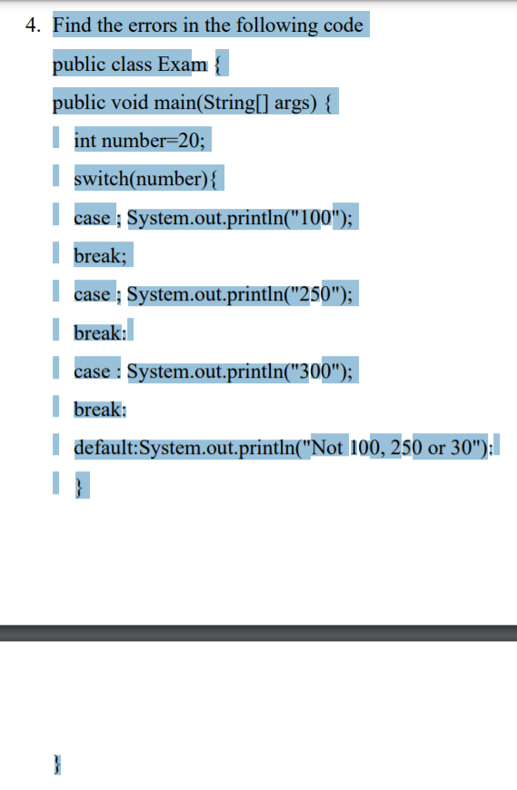 Solved Find the errors in the following code public class | Chegg.com