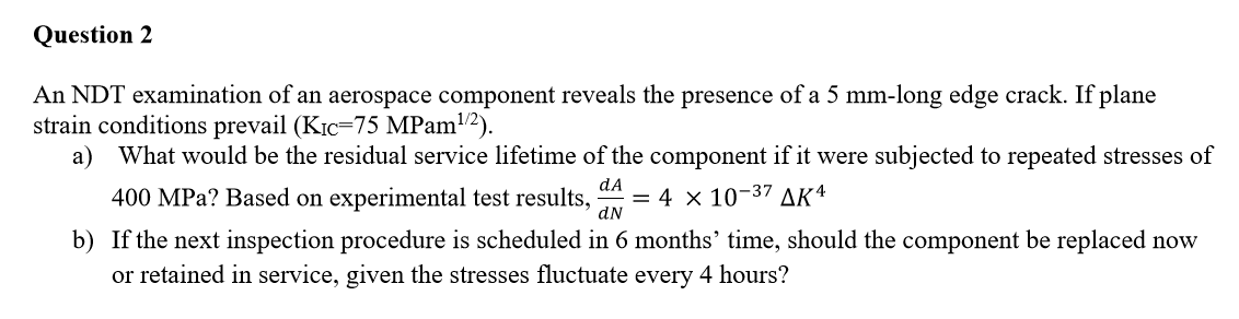 Solved Question 2 An NDT examination of an aerospace | Chegg.com