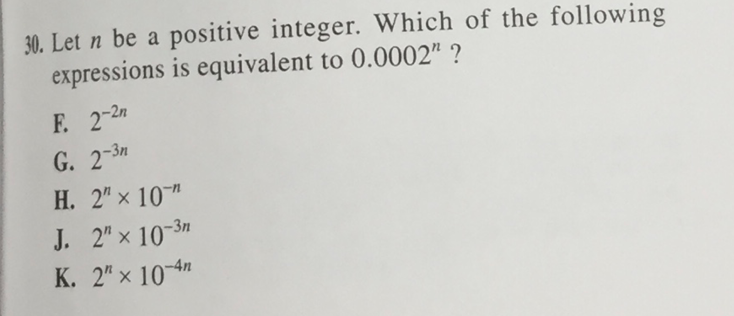 Let n be a positive integer. Which of the following