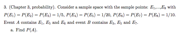 Solved 3. (Chapter 3, Probability). Consider A Sample Space | Chegg.com