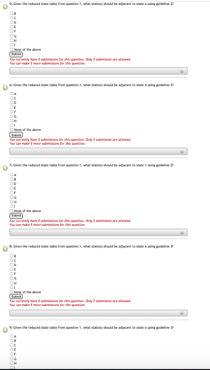1) Use the following state table to answer the next | Chegg.com