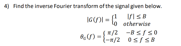 Solved Find The Inverse Fourier Transform Of The Signal