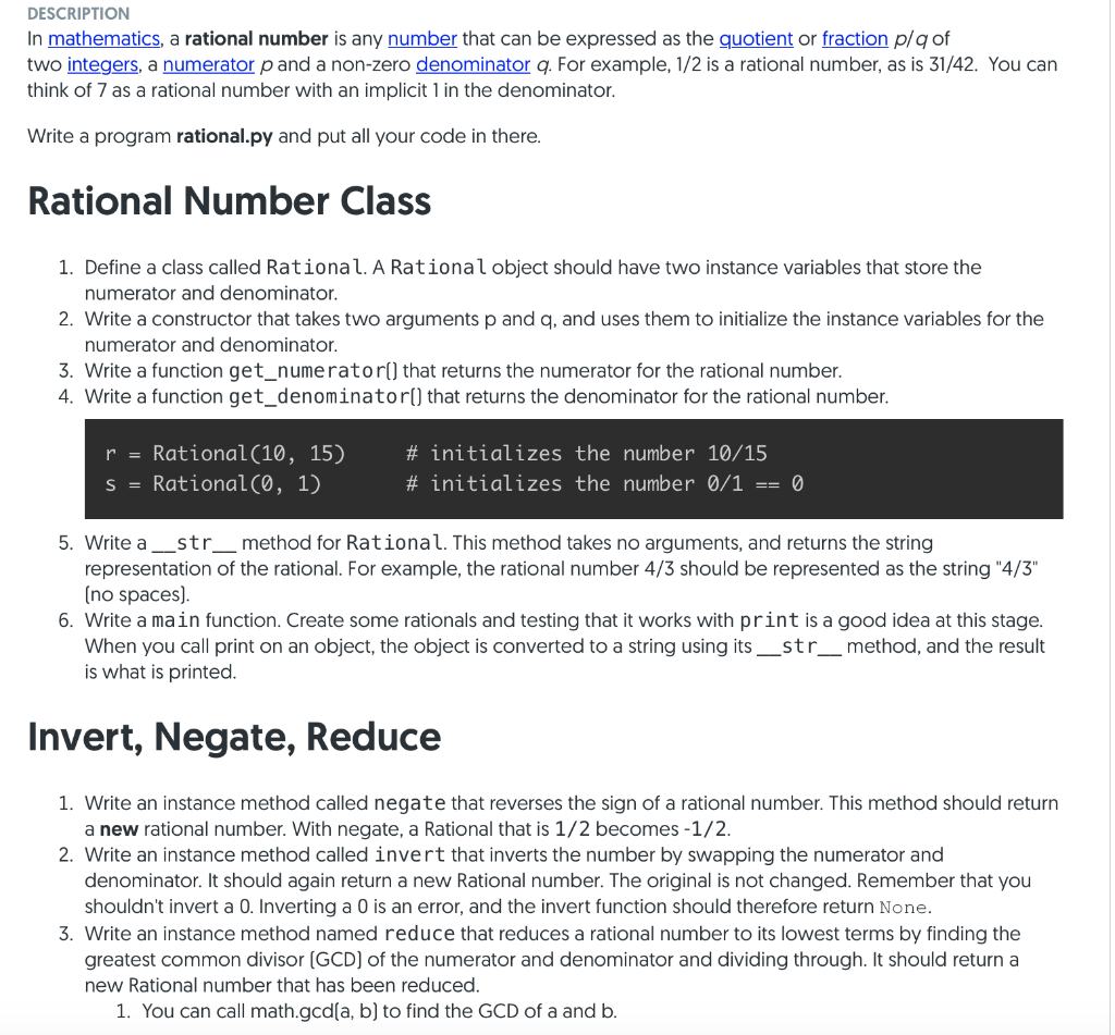 Solved DESCRIPTION In mathematics, a rational number is any | Chegg.com