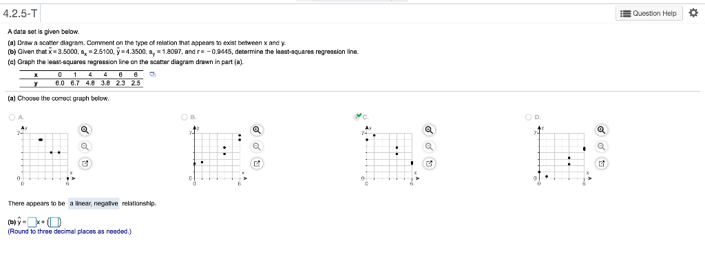 Solved 4.2.5-T Question Help O A data set is given below. | Chegg.com