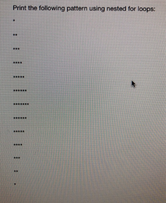 Solved Print the following pattern using nested for loops: | Chegg.com