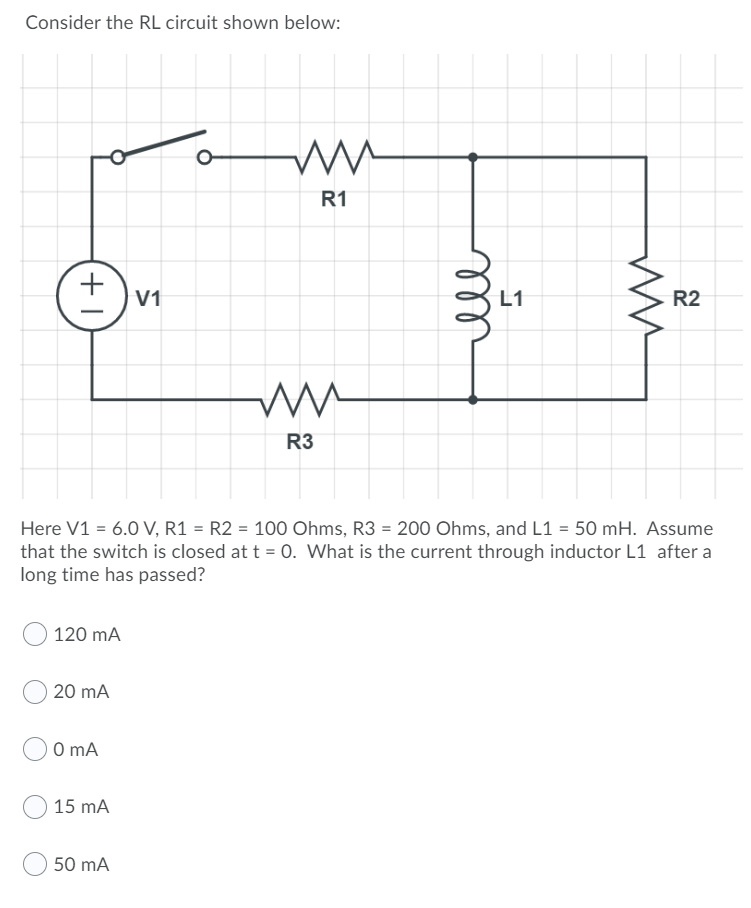 Solved Consider the RL circuit shown below: o w R1 1+ کا le | Chegg.com