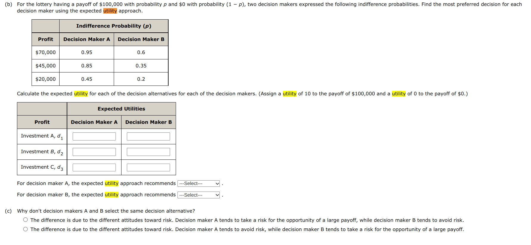 (b) For The Lottery Having A Payoff Of $100,000 With | Chegg.com