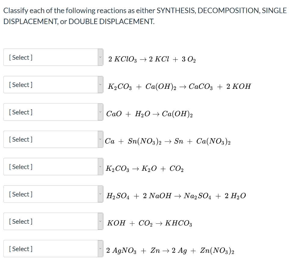 Classify Each Of The Following Reactions As Either Chegg Com