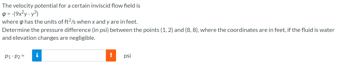 Solved The velocity potential for a certain inviscid flow | Chegg.com