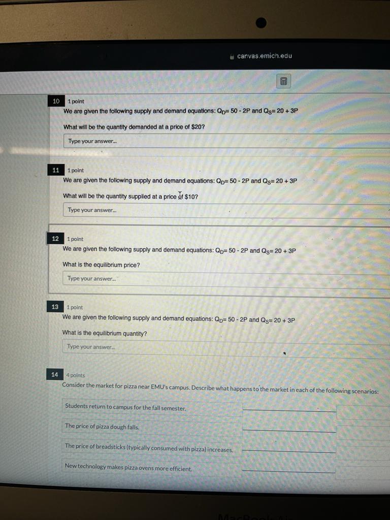 Solved We are given the following supply and demand | Chegg.com