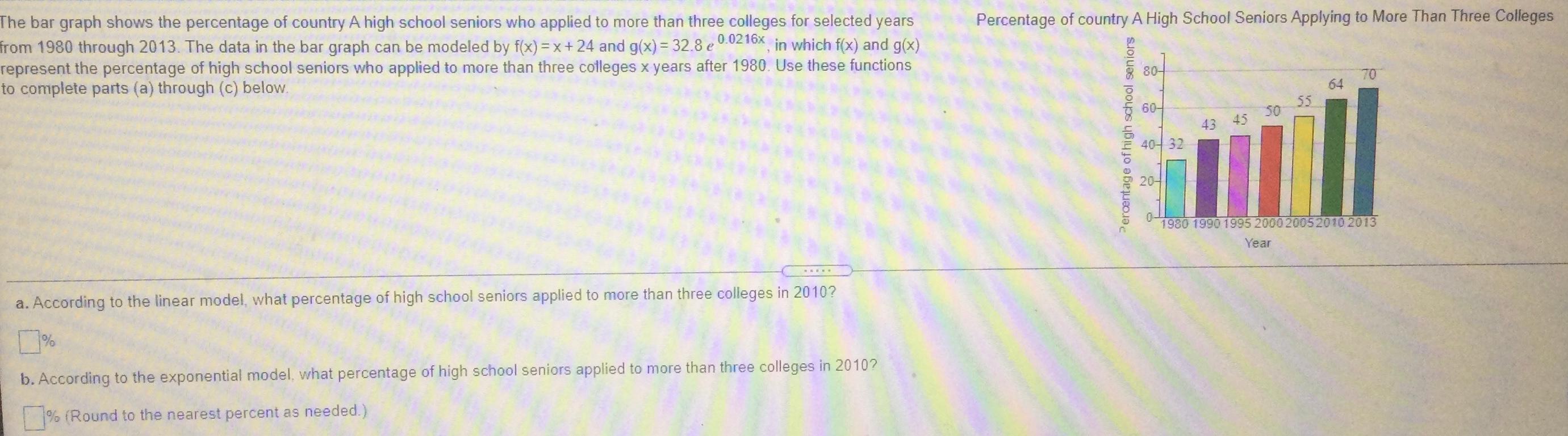 Solved Percentage Of Country A High School Seniors Applying Chegg