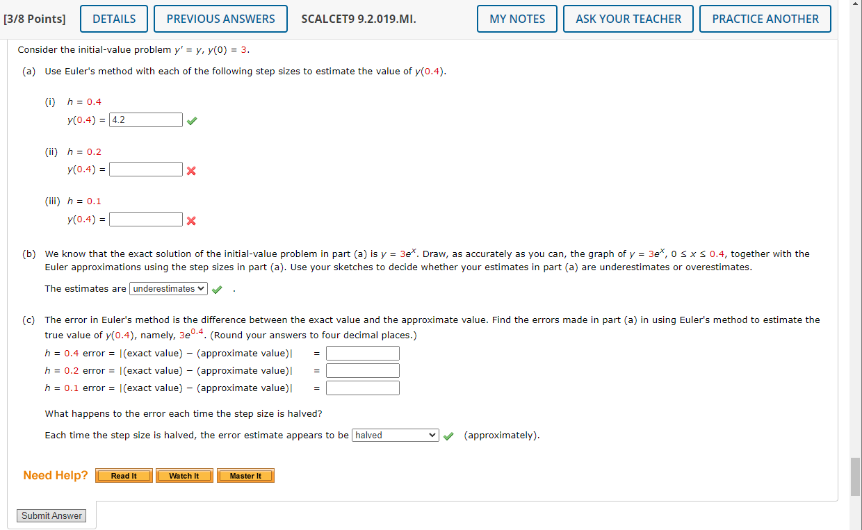 Solved [3/8 Points] DETAILS PREVIOUS ANSWERS SCALCET9 | Chegg.com