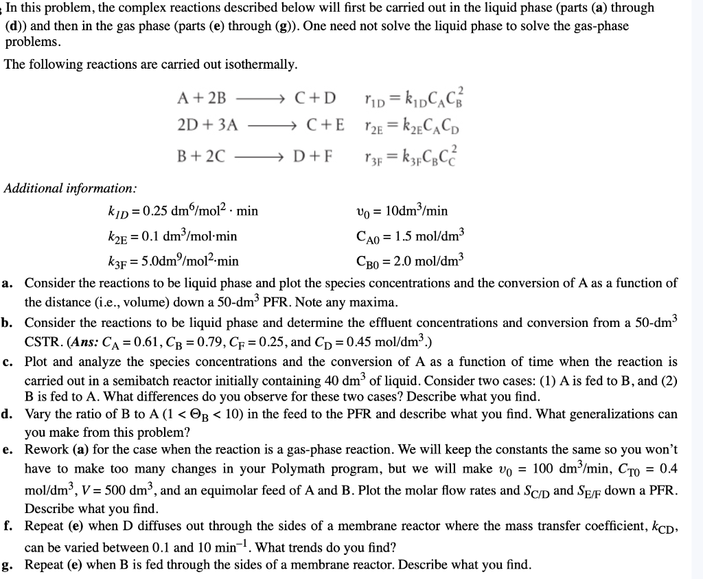 Solved In this problem, the complex reactions described | Chegg.com