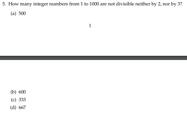 Solved 5. How many integer numbers from 1 to 1000 are not | Chegg.com