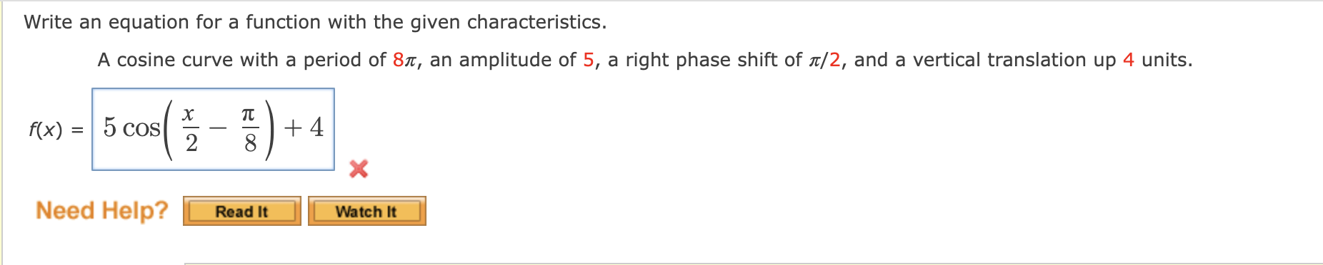 Solved Write an equation for a function with the given | Chegg.com