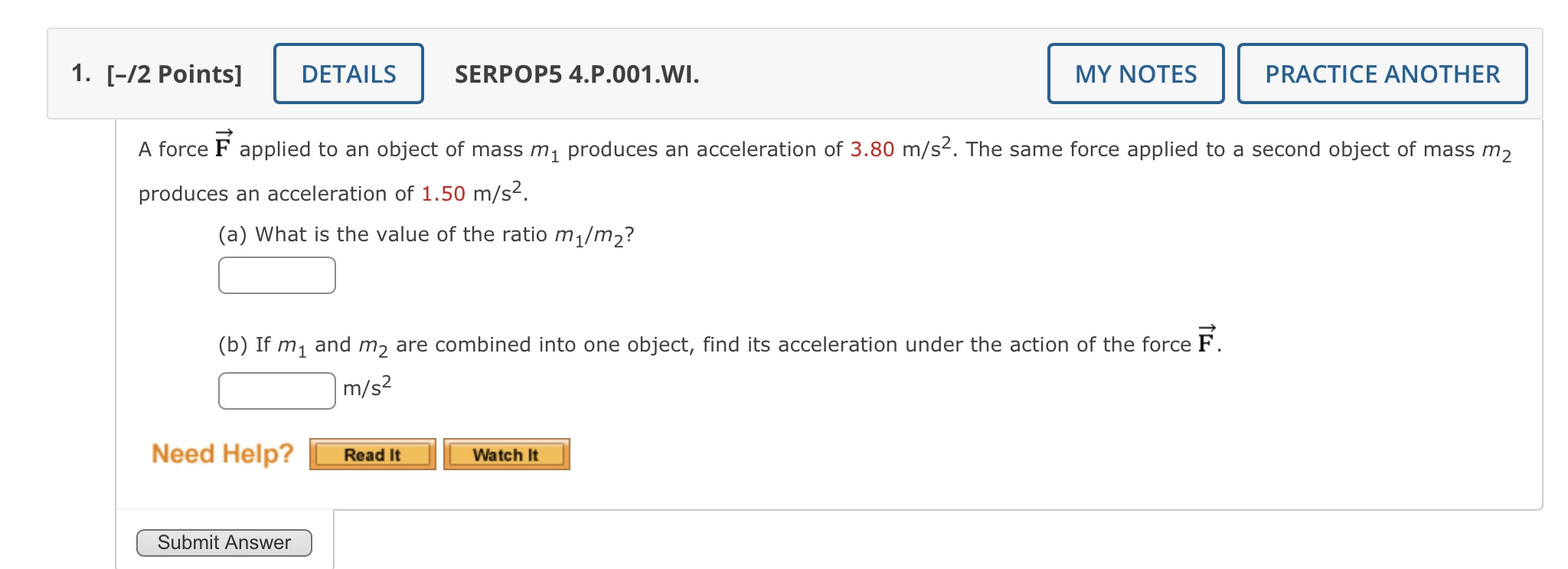 solved-a-force-f-applied-to-an-object-of-mass-m1-produces-an-chegg