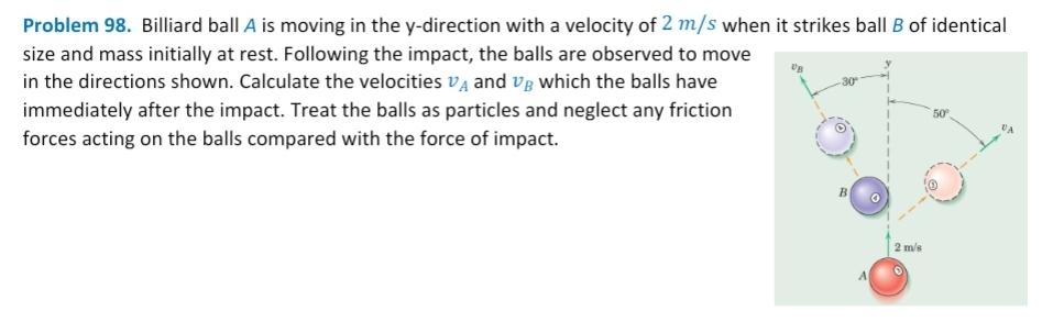 Solved Problem 98. Billiard ball A is moving in the | Chegg.com