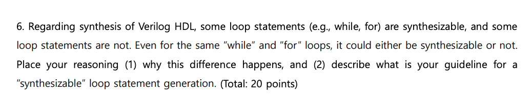 6. Regarding synthesis of Verilog HDL, some loop | Chegg.com